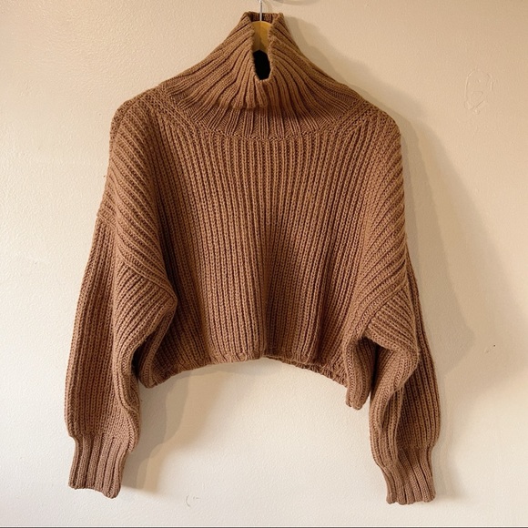 First Rite Sweaters - First Rite Cropped Turtleneck, Camel